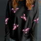 Black Sequined Crawfish Graphic Drop Shoulder Sweatshirt