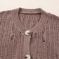 Goat Cut Out Textured Knit Buttoned Cardigan
