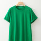 Bright Green Casual Plain Crew Neck Tee
