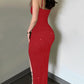 Glitter V Neck Spaghetti Strap Contrast Sequin Bodycon Dress Slit Party Club Dress