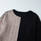 Black Ribbed Color Block Drop Shoulder Long Sleeve Mini Dress