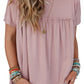 Light Pink Ruffled Trim Loose Babydoll Tee
