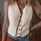 White Slim Fit Buttoned V Neck Vest