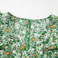 Green Flower Print Flutter Sleeve V Neck Sashed Ruffled Mini Dress