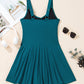 Sea Green Adjustable Straps Cutout Ruched Knot Slit One Piece Swim Dress
