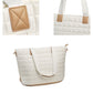 White Quilted Patchwork Large Tote Bag and Clutch 2pcs Set