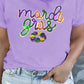 Orchid Petal mardi gras Flower Patched Graphic Plus Size T Shirt