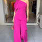 One Shoulder Tied Detail Bowknot Jumpsuit