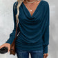 Cowl Neck Batwing Sleeve Ruched T Shirt Casual Slim Fit Top