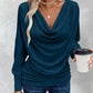 Cowl Neck Batwing Sleeve Ruched T Shirt Casual Slim Fit Top
