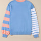 Pale Chestnut Colorblock Striped Drop Shoulder Cozy Sweater