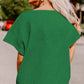 Dark Green Textured Loose Fit T Shirt and Drawstring Pants Set