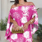 2 Pieces Outfit Tropical Print Off the Shoulder Slit Sleeve Top and Casual Skort Set