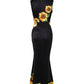 Plunge Sunflower Print High Slit Party Dress