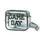 Blackish Green GAME DAY Chenille Embroidered Clear PVC Shoulder Bag