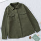 Green Retro Quilted Flap Pocket Button Shacket