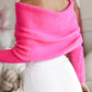 Off Shoulder Crisscross Wrap Knit Sweater
