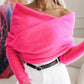 Off Shoulder Crisscross Wrap Knit Sweater