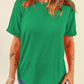 Bright Green Casual Plain Crew Neck Tee