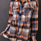 Multicolor Plaid Button Down Ruffled Shirt Jacket