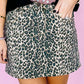 Khaki Leopard Denim Mini Skirt