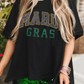 Black Rhinestone Mardi Gras Letter Graphic Oversized T Shirt