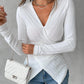 V Neck Overlap Asymmetrical Long Sleeve Top