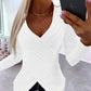 V Neck Overlap Asymmetrical Long Sleeve Top
