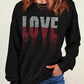 Black Rhinestone LOVE Graphic Crewneck Valentines Sweatshirt
