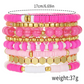 Sachet Pink 8pcs Valentine Vibe Beaded Elastic Bracelet Set