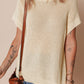 Oatmeal Solid Color Batwing Short Sleeve Round Neck Knit T Shirt