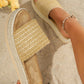 Beige Boho Woven Non-slip Wedge Slippers