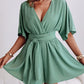 V Neck Half Sleeve Tied Detail Romper