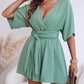 V Neck Half Sleeve Tied Detail Romper