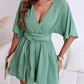 V Neck Half Sleeve Tied Detail Romper