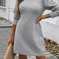 Gray Pearl Beaded High Neck Bodycon Sweater Dress