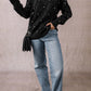Black Pearl Embellished Rhombus Pattern Sweater