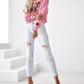 Butterfly Pattern O neck Long Sleeve Drop Shoulder Sweatshirt