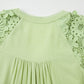 Laurel Green Floral Crochet Short Sleeve Notch V Neck Tiered Plus Size Mini Dress