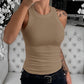 O Neck Sleeveless Basic Slim Fit Skinny Tank Casual Top(Without Pads)