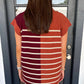 Brown Stripe Color Block Quarter Zip Collar Short Sleeve Sweater Dress