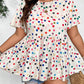 Beige Colorful Polka Dot Print Short Sleeve Ruffled Plus Size Babydoll Blouse