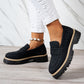 Black Faux Suede Slip-on Chunky Loafers