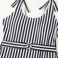 Black Stripe Plus Size Self Tie Straps O-Ring Waistband One Piece Swimsuit