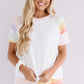 White Rainbow Striped T Shirt and Shorts Set
