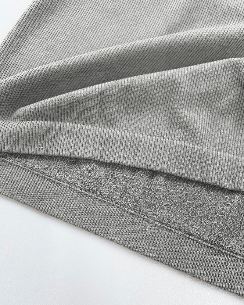 Built in Bra Crewneck Tank Top Terry Towelling Lined Sleeveless Slim Fit Layering Shirt Tops