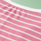 Pink Stripe Contrast Round Neck Sleeveless Slim Top