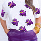 White Sequin Balloon Puppy Graphic Mardi Gras Tee