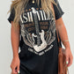 Black Nashville Guitar Print Crew Neck T Shirt Mini Dress