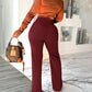 Metal Button Decor High Waist Pants Casual Slim Fit Strechy Business Pants